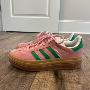 Adidas Platform Gazelle. Pink and Green. Size 8 1/2. EUC.